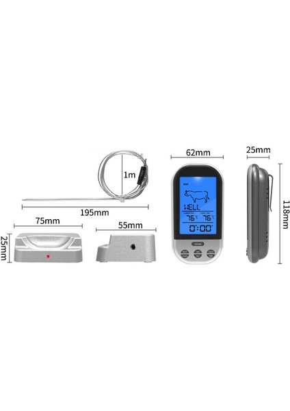 Sıcaklık Probu KD1005 ile Dijital Et Izgara Termometresi (Yurt Dışından)