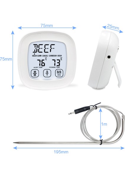 Sıcaklık Problu Dijital Et Barbekü Termometresi KD1001 1 (Yurt Dışından)