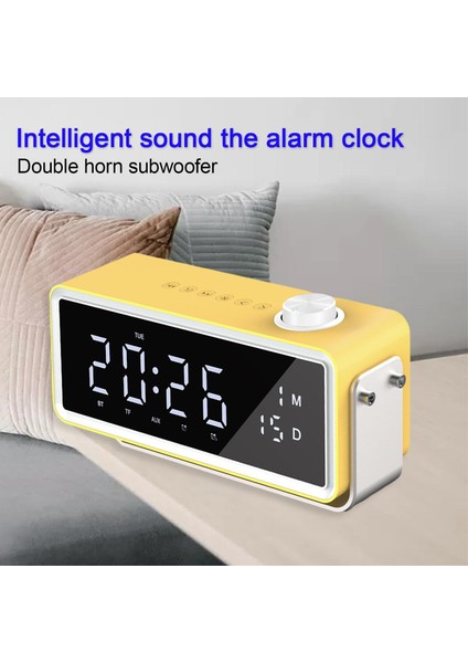 Baosity Bluetooth 5.0 Alarm Saatler Hoparlör Mikrofonla Masaüstü Oturma Odası Sarı (Yurt Dışından) fırsatları