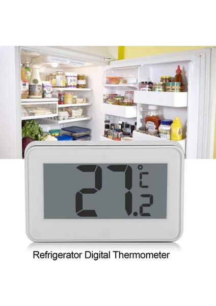 LCD Dijital Ekran Hassas Buzdolabı Termometre Ayarlanabilir Stand Mıknatıs Su Geçirmez Dijital Termometre