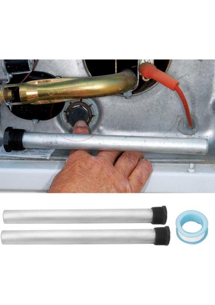 2 Adet Npt3 / 4 21 * 235MM Akış Ater Alaşım Anot Çubuk - Gri (Yurt Dışından)