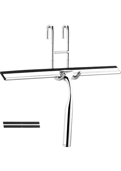 Silecek Paslanmaz Çelik Duş Sileceği 31CM Sondajsız Duş Sileceği Duvar Askılı Pencere Çektirmesi 2 Silikon