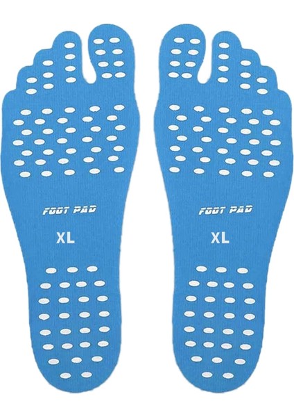 1 Çift Plaj Yalınayak Pedleri Görünmez Kaymaz Ayak Çıkartmaları Pedleri Açık Plaj Parkı Çim Spa Mavi-Xl