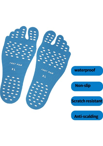 1 Çift Plaj Yalınayak Pedleri Görünmez Kaymaz Ayak Çıkartmaları Pedleri Açık Plaj Parkı Çim Spa Mavi-Xl fiyatları