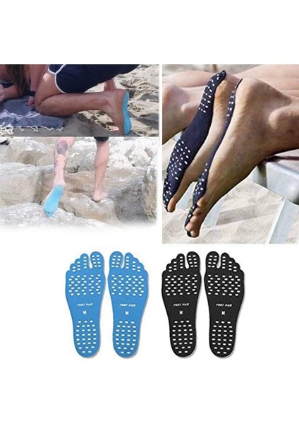 1 Çift Plaj Yalınayak Pedleri Görünmez Kaymaz Ayak Çıkartmaları Pedleri Açık Plaj Parkı Çim Spa Mavi-Xl indirimleri