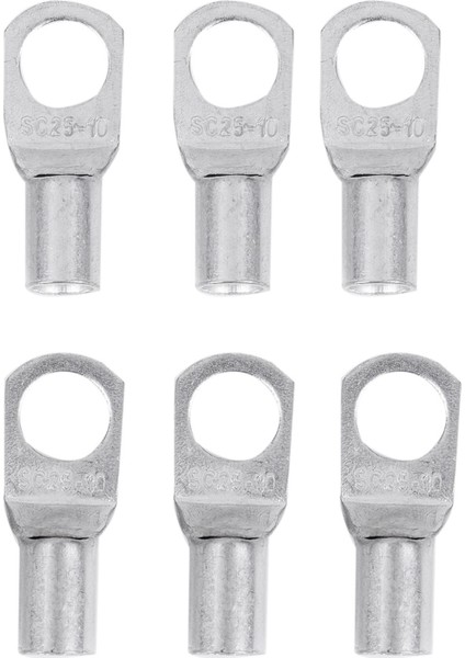 Quanbu 6 Bakır Boru 25MM x 10MM Pabucu Akü Marş Kablosu Kaynak Sıkma Terminal Halkası