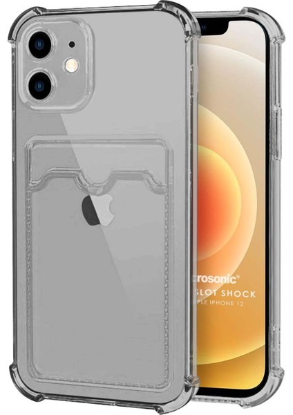 Apple iPhone 12 Card Slot Shock Kılıf Siyah