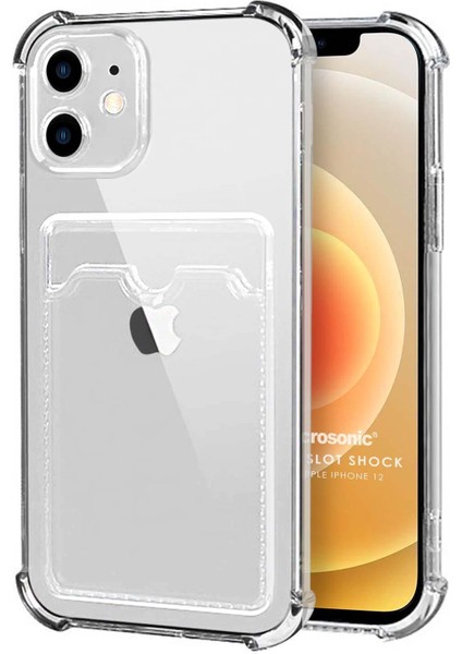 Apple iPhone 12 Card Slot Shock Kılıf Şeffaf