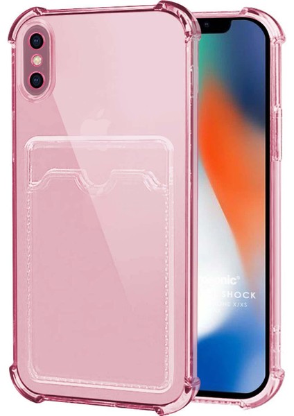 Apple iPhone Xs Card Slot Shock Kılıf Pembe