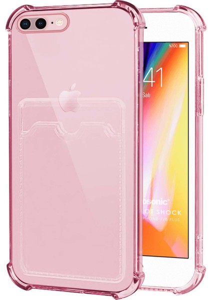 Apple iPhone 8 Plus Card Slot Shock Kılıf Pembe