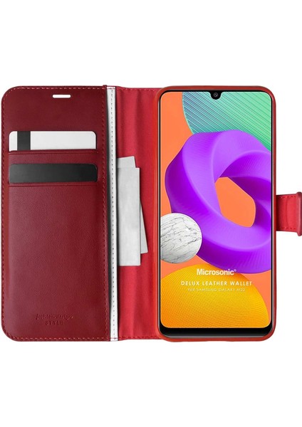 Samsung Galaxy M22 Kılıf Delux Leather Wallet Kırmızı