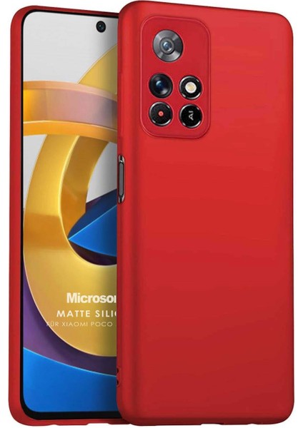 Matte Silicone Xiaomi Poco M4 Pro Kılıf Kırmızı