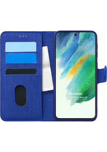 Samsung Galaxy S21 Fe Kılıf Fabric Book Wallet Lacivert