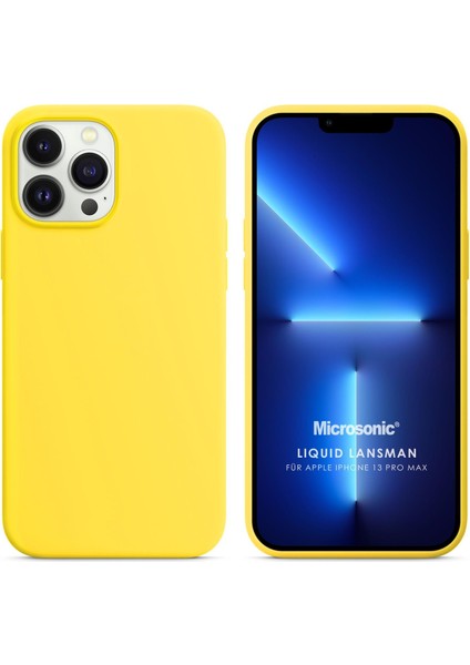 Apple iPhone 13 Pro Max Kılıf Liquid Lansman Silikon Sarı