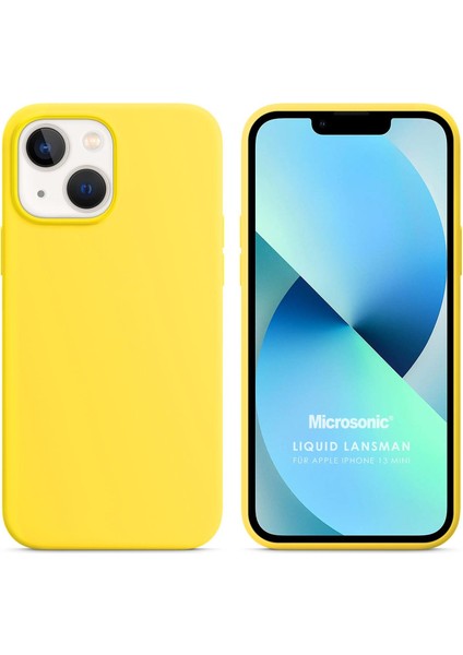 Apple iPhone 13 Mini Kılıf Liquid Lansman Silikon Sarı