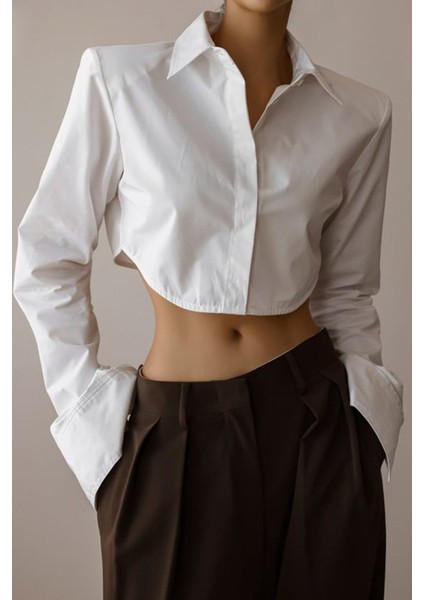 Mad Girls Beyaz Kısa Gömlek MG1382