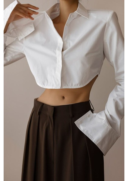 Mad Girls Beyaz Kısa Gömlek MG1382 modelleri