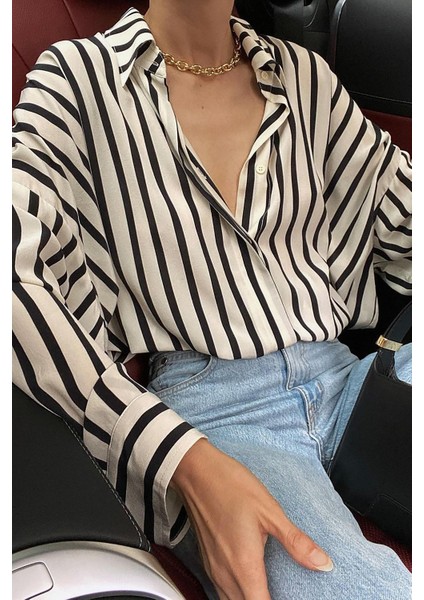 Mad Girls Beyaz Çizgili Gömlek MG1383 fiyatları