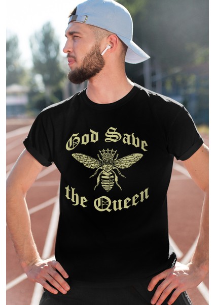 Kraliçe Arı Siyah Kısa Kollu Erkek T-Shirt