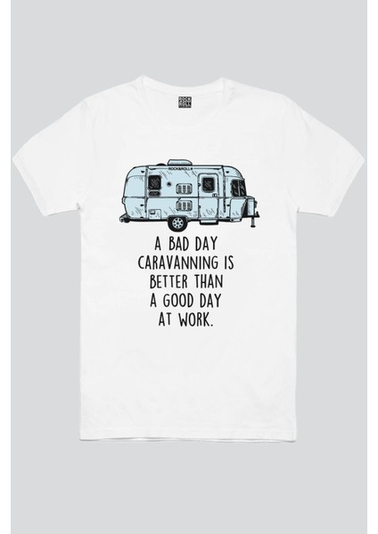 Karavan Hayatı Beyaz Kısa Kollu Erkek T-Shirt fiyatları