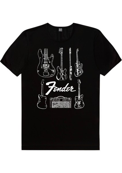 Fender Gitar Siyah Kısa Kollu Kadın T-Shirt fiyatları