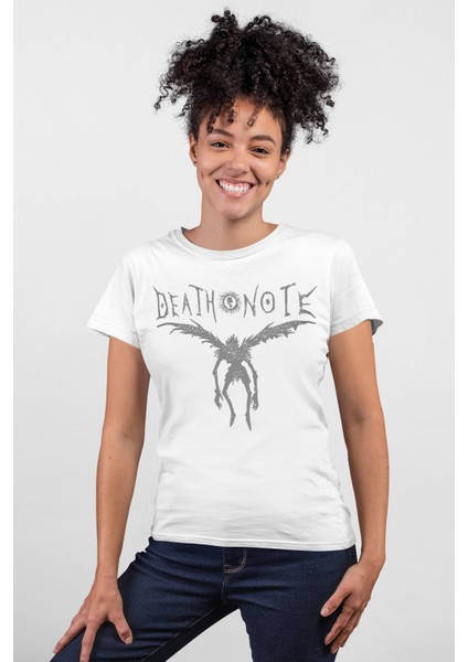 Kanatlı Not Beyaz Kısa Kollu Kadın T-Shirt
