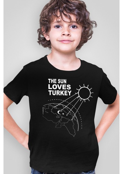 Güneşli Türkiye Siyah Kısa Kollu Erkek Çocuk T-Shirt