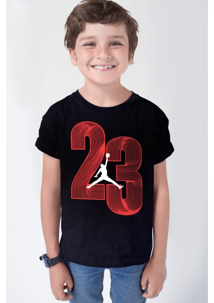 Yirmi Üç Siyah Kısa Kollu Erkek Çocuk T-Shirt