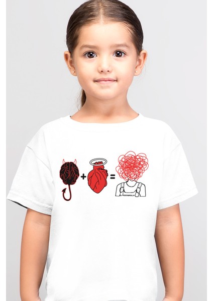 Karmaşa Beyaz Kısa Kollu Kız Çocuk T-Shirt