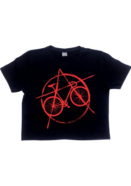 Abisiklet Siyah Kısa, Kesik Crop Top Kadın T-Shirt fiyatları