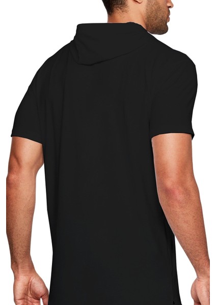 Dönen Kafalar Siyah Kapşonlu Kısa Kollu Erkek T-Shirt