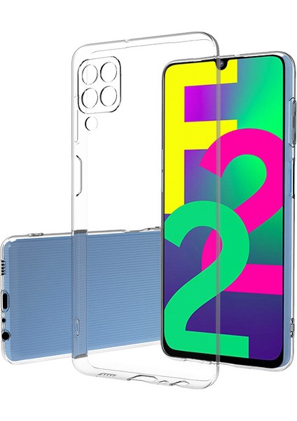 Samsung Galaxy A22 4g Kılıf Süper Silikon Kamera Korumalı+Nano Glass