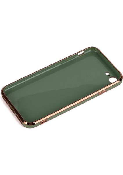 Casestreet Apple iPhone 8 Kılıf Bark Parlak Silikon Renkli Kenarları Rose Koyu Yeşil fırsatları