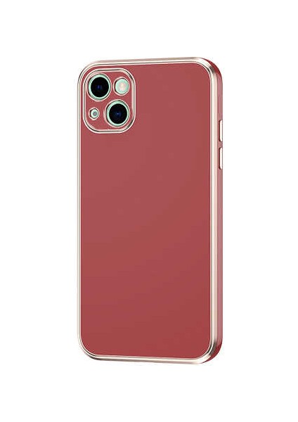 Casestreet Apple iPhone 13 Kılıf Bark Parlak Silikon Renkli Kenarları Rose Kahverengi