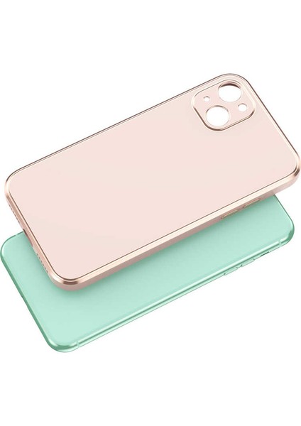 Casestreet Apple iPhone 13 Kılıf Bark Parlak Silikon Renkli Kenarları Rose Kahverengi