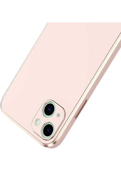 Casestreet Apple iPhone 13 Kılıf Bark Parlak Silikon Renkli Kenarları Rose Kahverengi