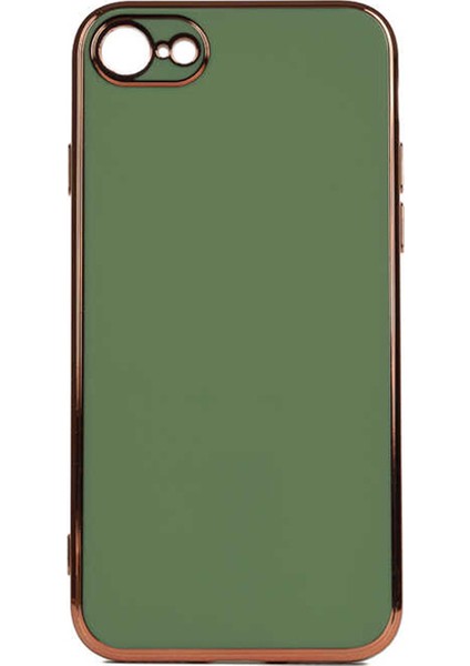 Casestreet Apple iPhone Se 2020 Kılıf Bark Parlak Silikon Renkli Kenarları Rose Yeşil