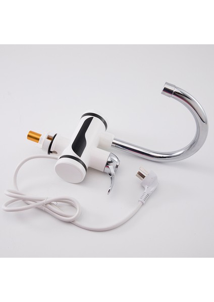 Flyeer Eu Plug Paslanmaz Çelik LED Dijital Ekran Sıcak ve Soğuk Su Mikser Musluk Suyu Isıtıcı Lavabo Lavabo Bataryası Outlet Mikser Eu Plug (Gümüş)