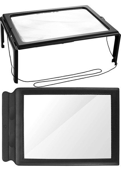 2 Adet 3x LED Büyüteç Eller Serbest 3x Işıklı Büyüteç ve Okuma Için A4 Tam Sayfa Büyüteç