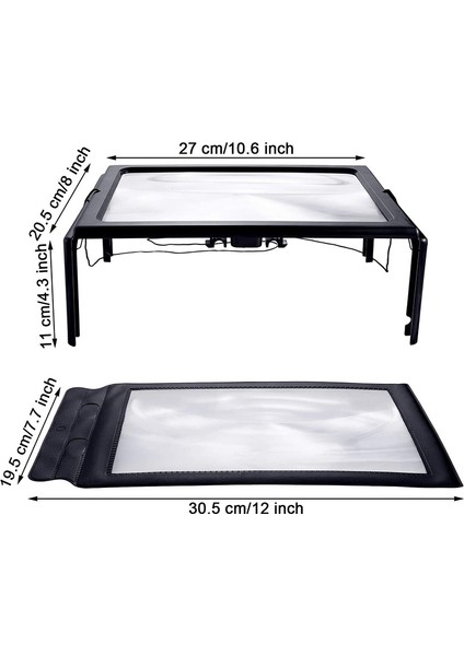 2 Adet 3x LED Büyüteç Eller Serbest 3x Işıklı Büyüteç ve Okuma Için A4 Tam Sayfa Büyüteç fiyatları