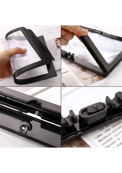 2 Adet 3x LED Büyüteç Eller Serbest 3x Işıklı Büyüteç ve Okuma Için A4 Tam Sayfa Büyüteç modelleri