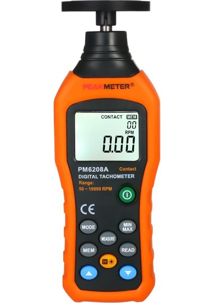 Peakmeter Dijital Takometre El Kontak Motor Takometre LCD Kilometre Tach Rpm Metre Kontak Tipi Dijital Takometre Geniş Ölçüm Aralığı 50~19999RPM