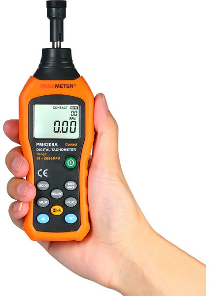Peakmeter Dijital Takometre El Kontak Motor Takometre LCD Kilometre Tach Rpm Metre Kontak Tipi Dijital Takometre Geniş Ölçüm Aralığı 50~19999RPM indirimleri