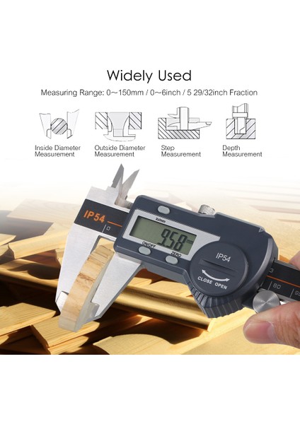 Dijital Paslanmaz Çelik Kumpas Mm/inç Yüksek Hassasiyetli LCD Ekran Sürmeli Kumpas IP54 Su Geçirmez 0-100 mm fırsatları