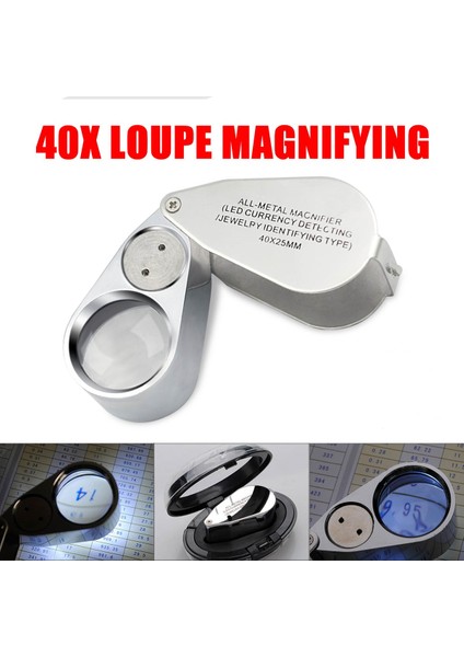40X25MM LED Cep Büyüteç Kuyumcu Aracı Gözlük Camı Döngü Lens Büyüteç Büyüteç ve Uv modelleri