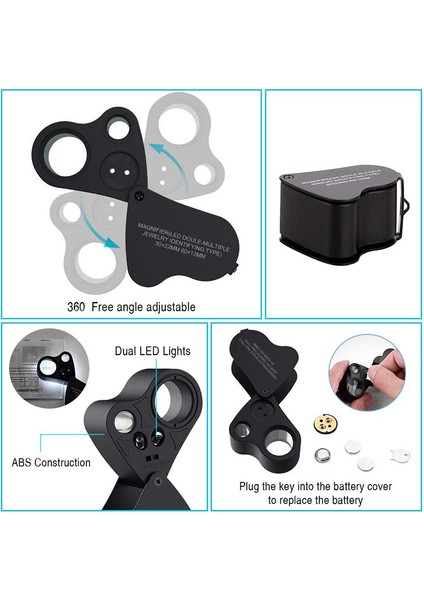 Takı Büyüteç, 2 Paket 30X 60X Işıklı Kuyumcu Büyüteç Büyüteç Göz Büyüteç Büyüteç LED Aydınlatma ile modelleri