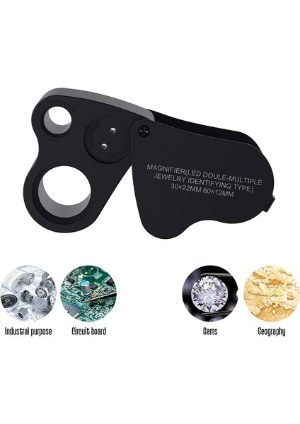 Takı Büyüteç, 2 Paket 30X 60X Işıklı Kuyumcu Büyüteç Büyüteç Göz Büyüteç Büyüteç LED Aydınlatma ile fırsatları