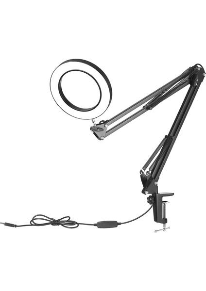 Aydınlatma LED 5x Kelepçeli Büyüteç Lamba Eller Serbest Büyüteç Masa Lambası Ayarlanabilir Döner Kol USB ile Çalışan Lamba Büyüteçli LED Lamba Büyüteçli 3 Mod Kısılabilir