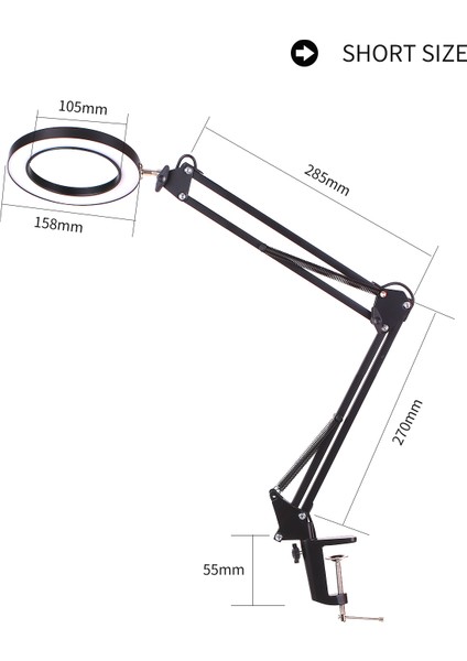 Aydınlatma LED 5x Kelepçeli Büyüteç Lamba Eller Serbest Büyüteç Masa Lambası Ayarlanabilir Döner Kol USB ile Çalışan Lamba Büyüteçli LED Lamba Büyüteçli 3 Mod Kısılabilir fiyatları