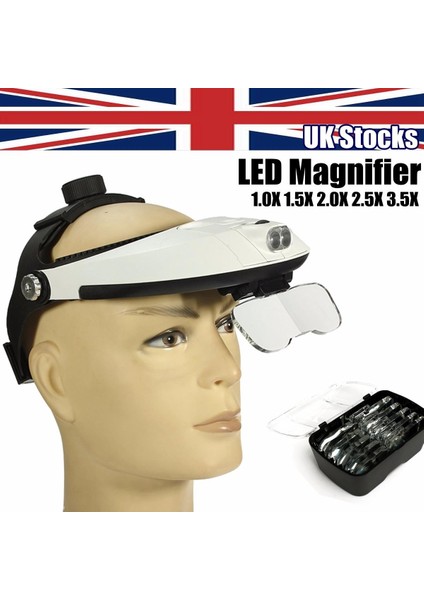 1.0x 1.5x 2.0x 2.5x 3.5x Handfree 2led Kafa Bandı Işıklı Büyüteç Büyüteç Kafası 5 Büyütme Takıyor fiyatları